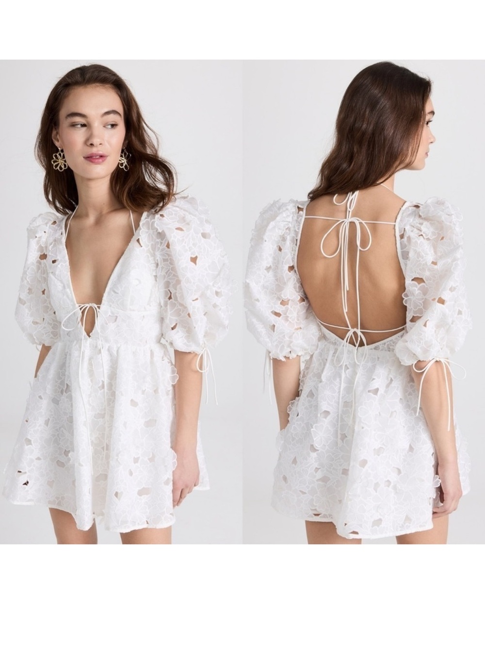 For Love & Lemons 3D floral Leighton Babydoll Mini Dress Size Small​​​​